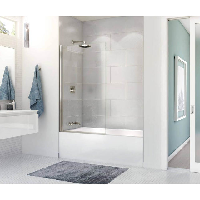 Maax - Edge Square 34 x 58 in. 8 mm Tub Screen for Alcove Installation with Clear glass in Brushed Nickel