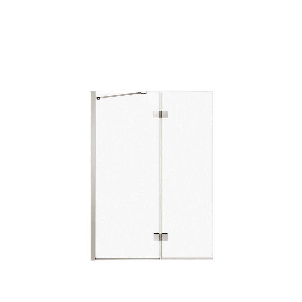 Edge Duo 42 x 58 in. 8 mm Pivot Tub Screen for Alcove Installation with Clear glass in Brushed Nickel