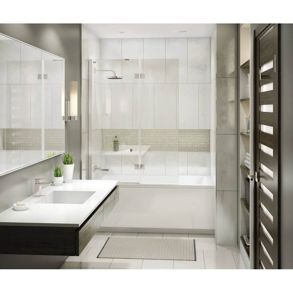 Maax - Edge Duo 42 x 58 in. 8 mm Pivot Tub Screen for Alcove Installation with Clear glass in Brushed Nickel