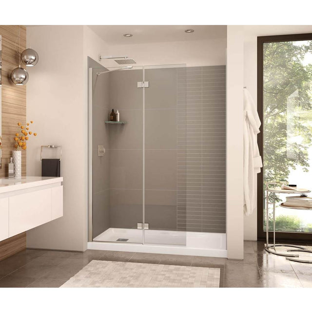 Maax - Edge Duo 42 x 75 in. 8 mm Pivot Shower Screen for Alcove Installation with Clear glass in Brushed Nickel