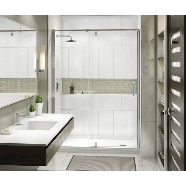 Maax - ModulR 60 x 78 in. 8 mm Pivot Shower Door for Alcove Installation with Clear glass in Brushed Nickel