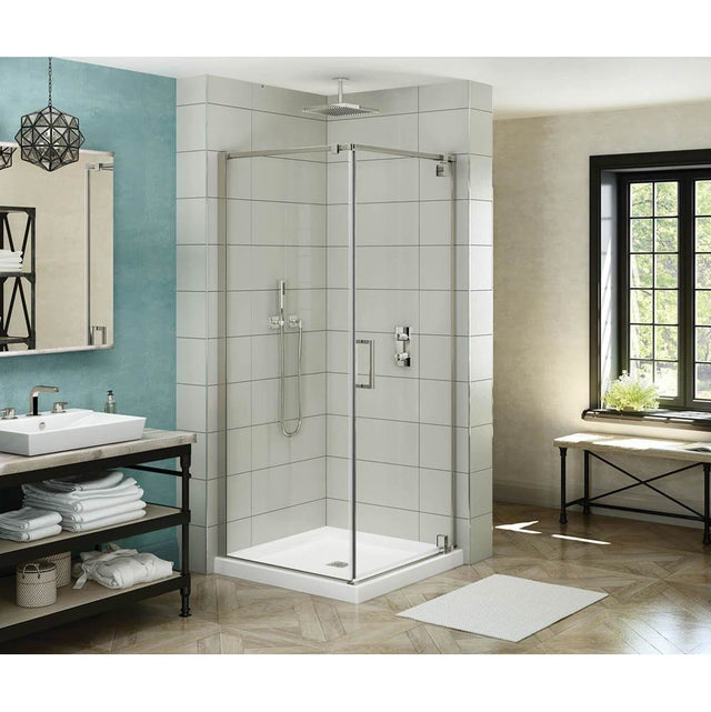 Maax - ModulR 36 x 36 x 78 in. 8mm Pivot Shower Door for Corner Installation with Clear glass in Brushed Nickel