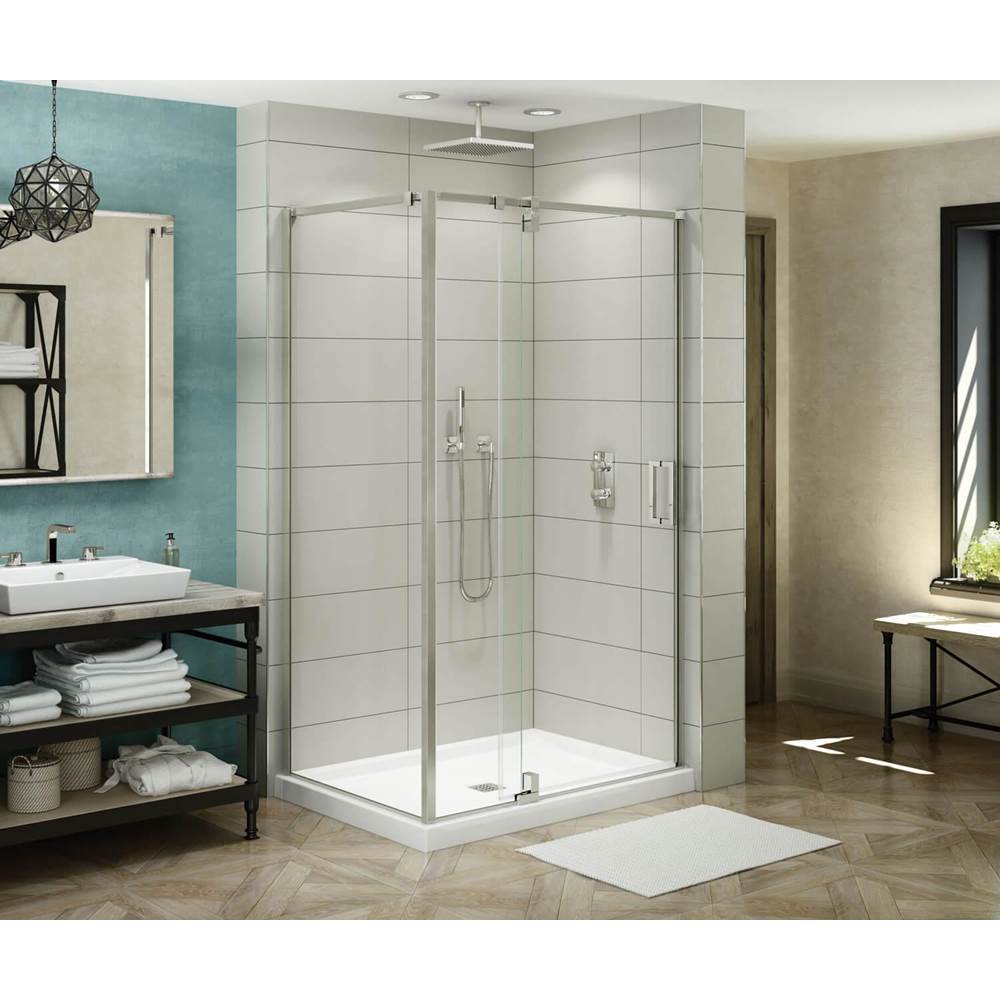 Maax - ModulR 48 x 36 x 78 in. 8mm Pivot Shower Door for Corner Installation with Clear glass in Brushed Nickel