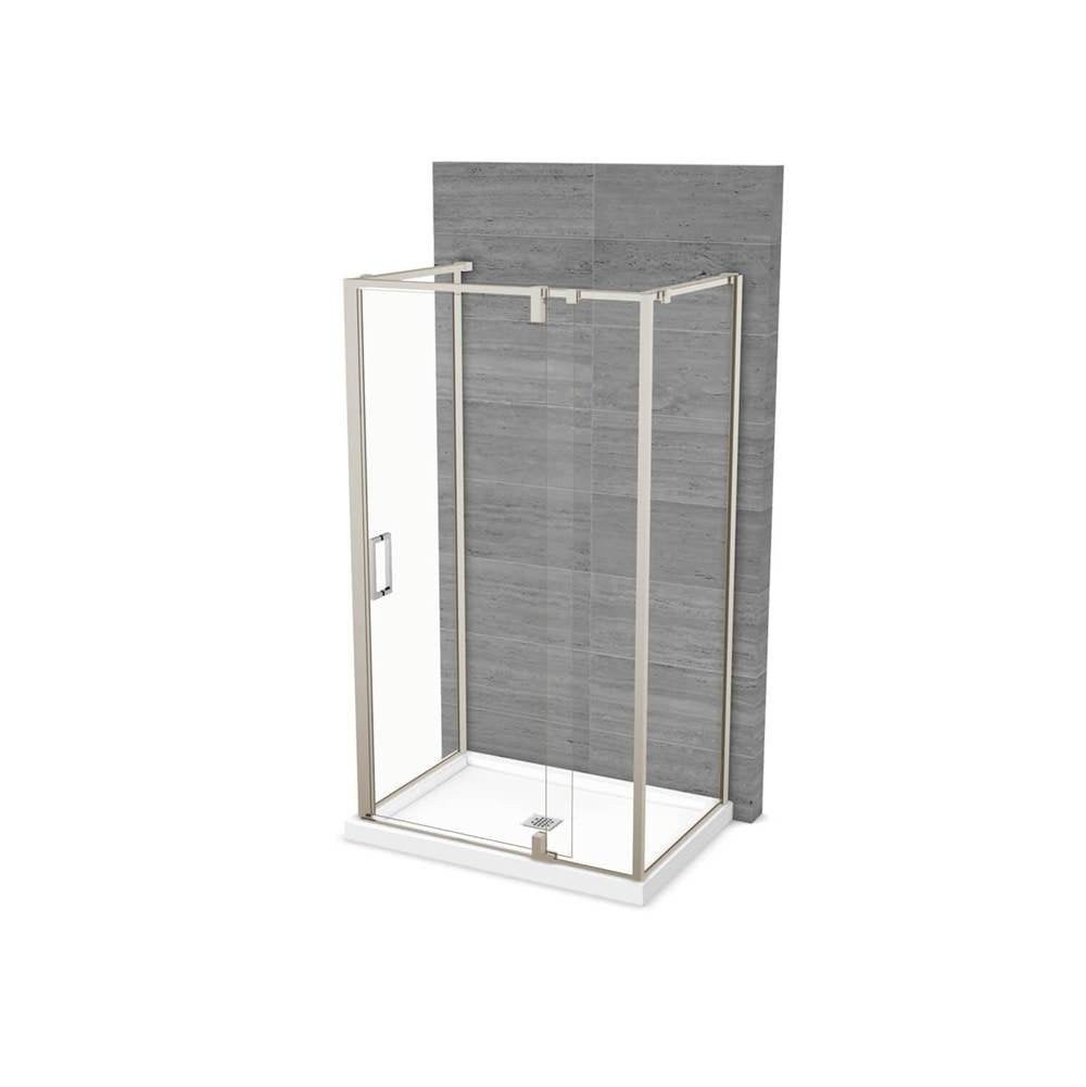 Maax - ModulR 48 x 36 x 78 in. 8mm Pivot Shower Door for Wall-mount Installation with Clear glass in Brushed Nickel