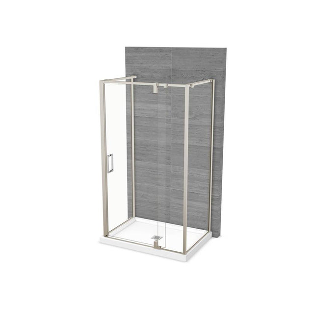 Maax - ModulR 48 x 36 x 78 in. 8mm Pivot Shower Door for Wall-mount Installation with Clear glass in Brushed Nickel