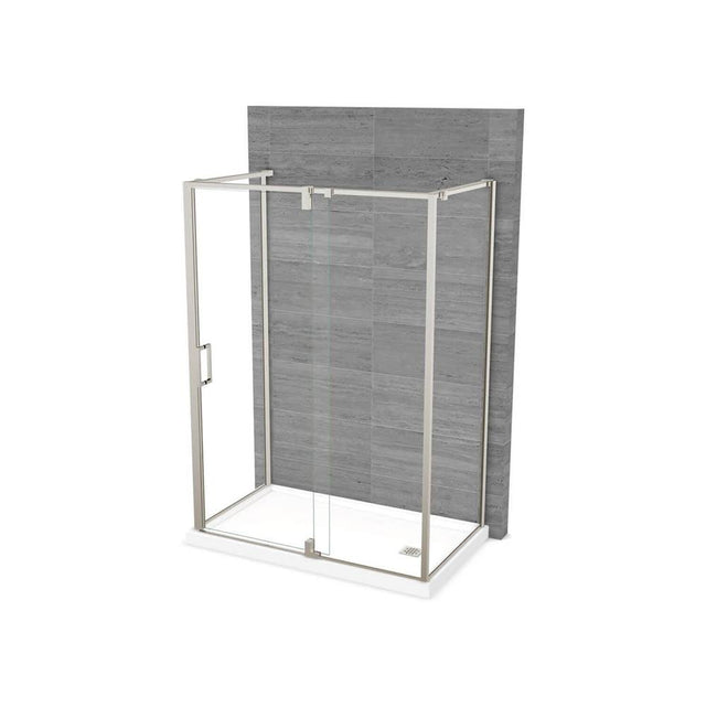 Maax - ModulR 60 x 32 x 78 in. 8mm Pivot Shower Door for Wall-mount Installation with Clear glass in Brushed Nickel
