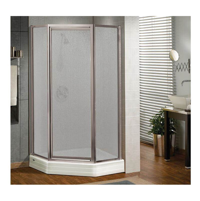 Maax - Silhouette Neo-angle 38 x 38 x 70 in. Pivot Shower Door for Corner Installation with Raindrop glass in Chrome