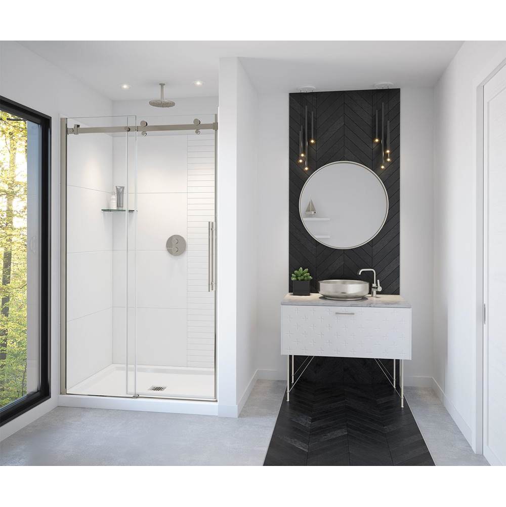 Maax - Vela 44.5-47 x 78.75 in. 8mm Sliding Shower Door for Alcove Installation with Clear glass in Brushed Nickel