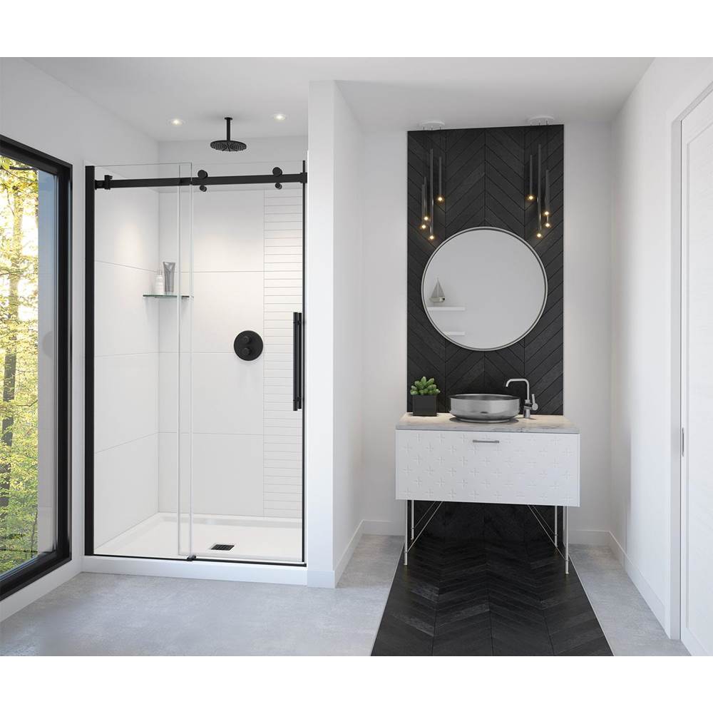 Maax - Vela 44.5-47 x 78.75 in. 8mm Sliding Shower Door for Alcove Installation with Clear glass in Matte Black