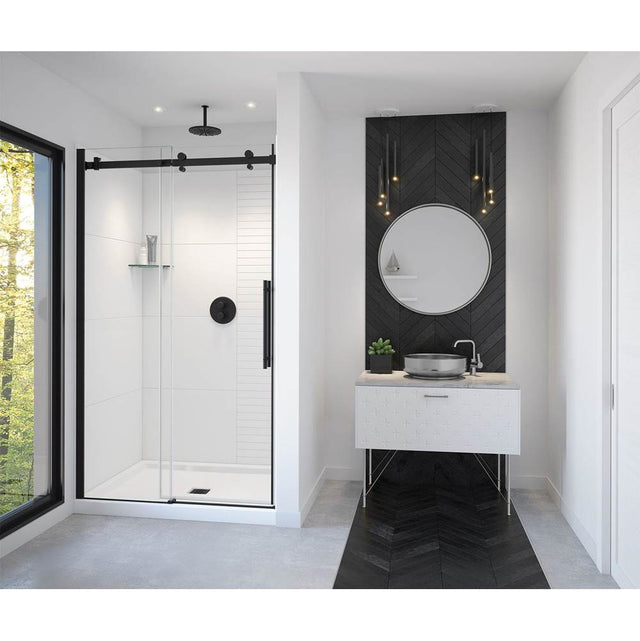 Maax - Vela 44.5-47 x 78.75 in. 8mm Sliding Shower Door for Alcove Installation with Clear glass in Matte Black