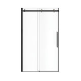 Vela 44.5-47 x 78.75 in. 8mm Sliding Shower Door for Alcove Installation with Clear glass in Matte Black and Brushed Nickel