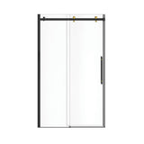 Vela 44.5-47 x 78.75 in. 8mm Sliding Shower Door for Alcove Installation with Clear glass in Matte Black and Brushed Gold