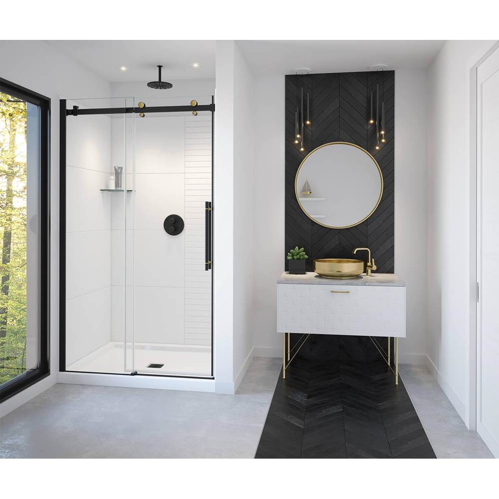 Maax - Vela 44.5-47 x 78.75 in. 8mm Sliding Shower Door for Alcove Installation with Clear glass in Matte Black and Brushed Gold