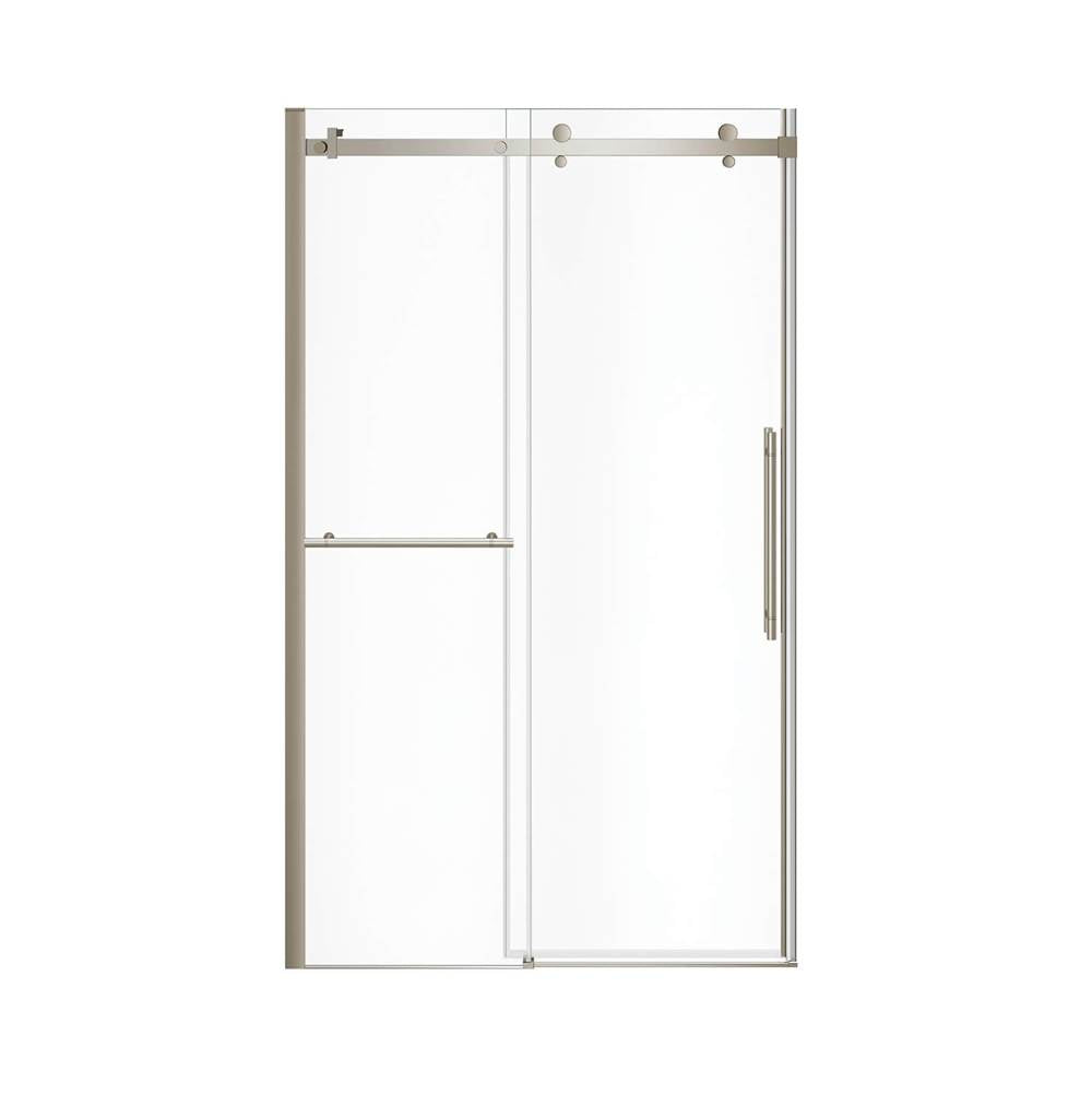 Vela 44.5-47 x 78.75 in. 8mm Sliding Shower Door with Towel Bar for Alcove Installation with Clear glass in Brushed Nickel