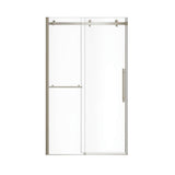 Vela 44.5-47 x 78.75 in. 8mm Sliding Shower Door with Towel Bar for Alcove Installation with Clear glass in Brushed Nickel