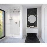 Maax - Vela 44.5-47 x 78.75 in. 8mm Sliding Shower Door with Towel Bar for Alcove Installation with Clear glass in Brushed Nickel