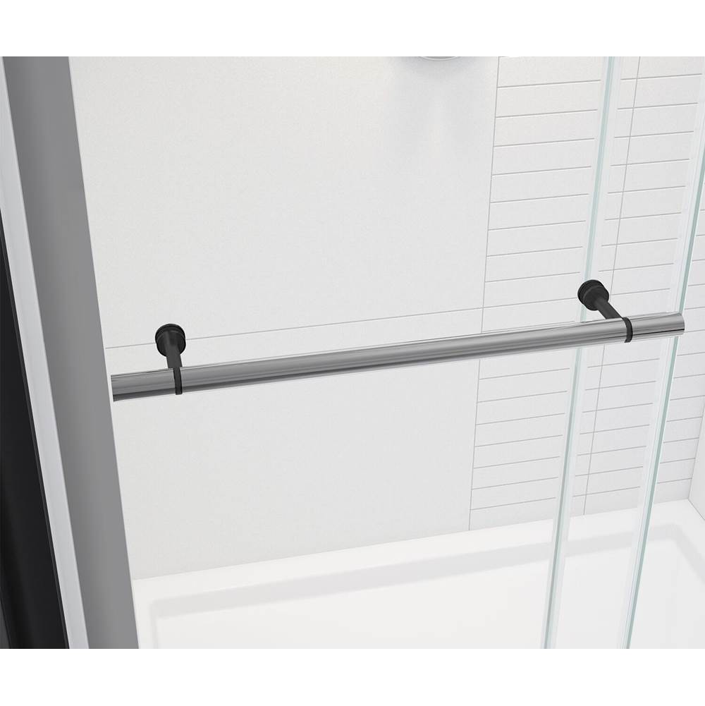 Vela 44.5-47 x 78.75 in. 8mm Sliding Shower Door with Towel Bar for Alcove Installation with Clear glass in Chrome and Matte Black