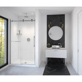 Maax - Vela 44.5-47 x 78.75 in. 8mm Sliding Shower Door with Towel Bar for Alcove Installation with Clear glass in Chrome and Matte Black
