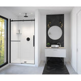 Maax - Vela 44.5-47 x 78.75 in. 8mm Sliding Shower Door with Towel Bar for Alcove Installation with Clear glass in Matte Black and Chrome