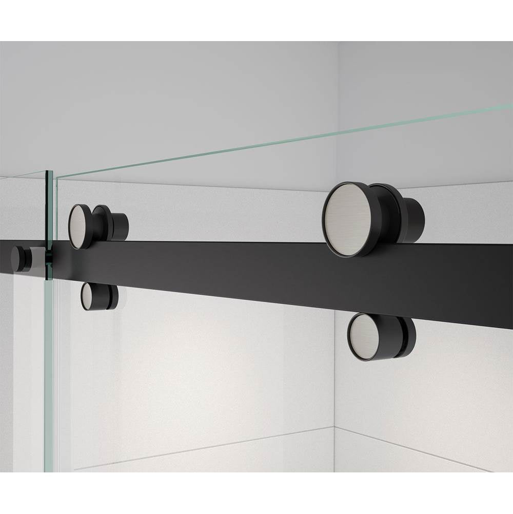 Vela 44.5-47 x 78.75 in. 8mm Sliding Shower Door with Towel Bar for Alcove Installation with Clear glass in Matte Black and Brushed Nickel