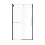 Vela 44.5-47 x 78.75 in. 8mm Sliding Shower Door with Towel Bar for Alcove Installation with Clear glass in Matte Black and Brushed Nickel