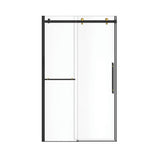 Vela 44.5-47 x 78.75 in. 8mm Sliding Shower Door with Towel Bar for Alcove Installation with Clear glass in Matte Black and Brushed Gold