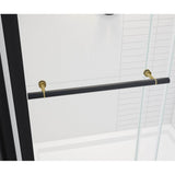 Vela 44.5-47 x 78.75 in. 8mm Sliding Shower Door with Towel Bar for Alcove Installation with Clear glass in Matte Black and Brushed Gold