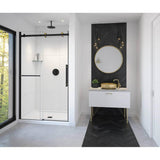 Maax - Vela 44.5-47 x 78.75 in. 8mm Sliding Shower Door with Towel Bar for Alcove Installation with Clear glass in Matte Black and Brushed Gold