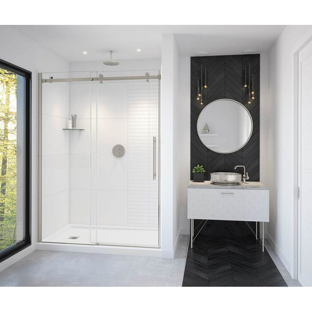 Maax - Vela 56.5-59 x 78.75 in. 8mm Sliding Shower Door for Alcove Installation with Clear glass in Brushed Nickel
