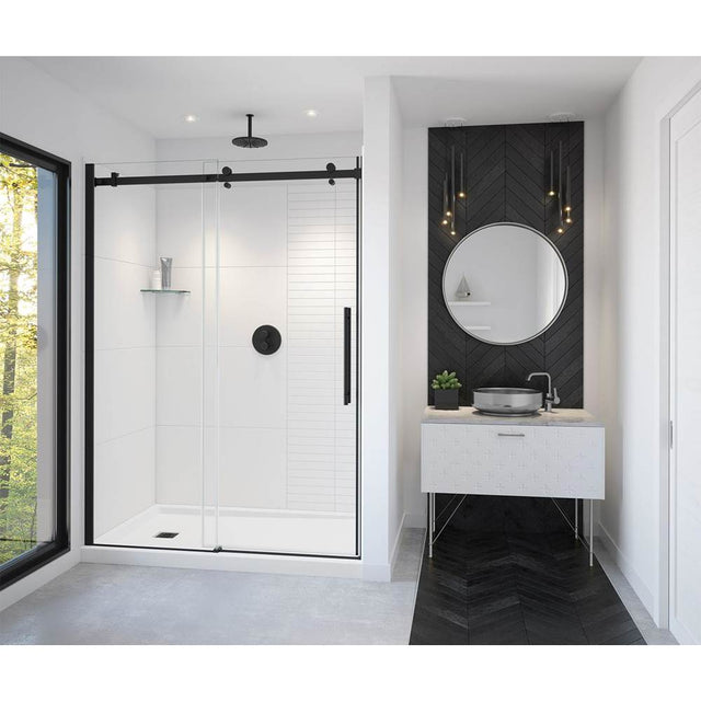 Maax - Vela 56.5-59 x 78.75 in. 8mm Sliding Shower Door for Alcove Installation with Clear glass in Matte Black