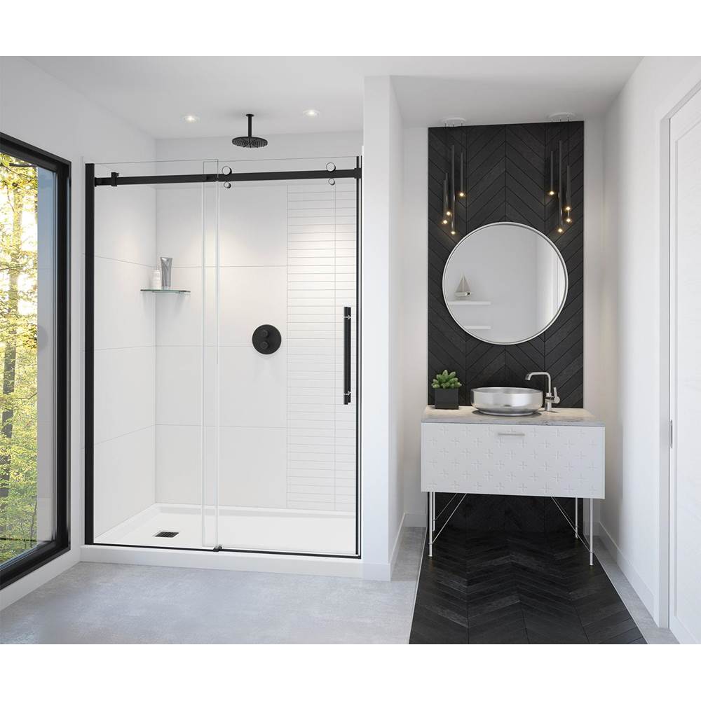 Maax - Vela 56.5-59 x 78.75 in. 8mm Sliding Shower Door for Alcove Installation with Clear glass in Matte Black and Chrome