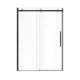 Vela 56.5-59 x 78.75 in. 8mm Sliding Shower Door for Alcove Installation with Clear glass in Matte Black and Brushed Gold