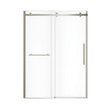 Vela 56.5-59 x 78.75 in. 8mm Sliding Shower Door with Towel Bar for Alcove Installation with Clear glass in Brushed Nickel
