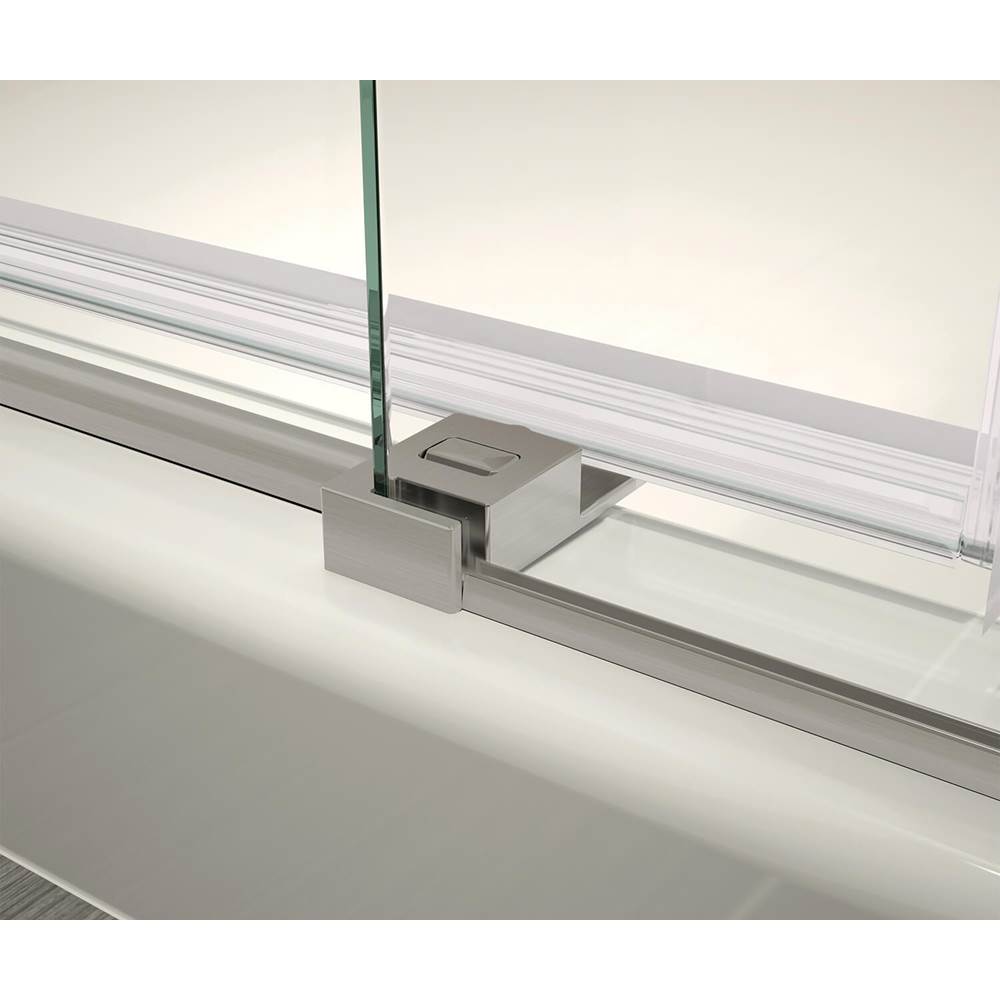 Vela 56.5-59 x 78.75 in. 8mm Sliding Shower Door with Towel Bar for Alcove Installation with Clear glass in Brushed Nickel