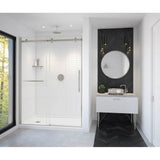 Maax - Vela 56.5-59 x 78.75 in. 8mm Sliding Shower Door with Towel Bar for Alcove Installation with Clear glass in Brushed Nickel