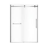 Vela 56.5-59 x 78.75 in. 8mm Sliding Shower Door with Towel Bar for Alcove Installation with Clear glass in Chrome and Matte Black