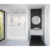 Maax - Vela 56.5-59 x 78.75 in. 8mm Sliding Shower Door with Towel Bar for Alcove Installation with Clear glass in Chrome and Matte Black