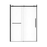 Vela 56.5-59 x 78.75 in. 8mm Sliding Shower Door with Towel Bar for Alcove Installation with Clear glass in Matte Black and Chrome