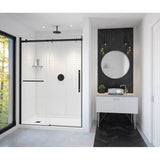 Maax - Vela 56.5-59 x 78.75 in. 8mm Sliding Shower Door with Towel Bar for Alcove Installation with Clear glass in Matte Black and Chrome