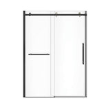 Vela 56.5-59 x 78.75 in. 8mm Sliding Shower Door with Towel Bar for Alcove Installation with Clear glass in Matte Black and Brushed Nickel