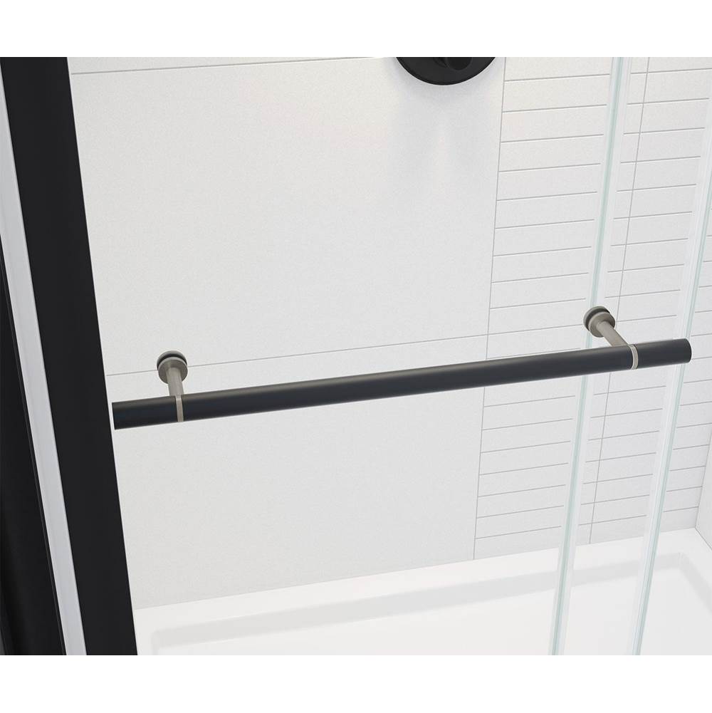 Vela 56.5-59 x 78.75 in. 8mm Sliding Shower Door with Towel Bar for Alcove Installation with Clear glass in Matte Black and Brushed Nickel