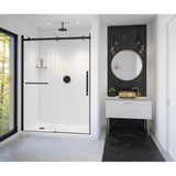 Maax - Vela 56.5-59 x 78.75 in. 8mm Sliding Shower Door with Towel Bar for Alcove Installation with Clear glass in Matte Black and Brushed Gold