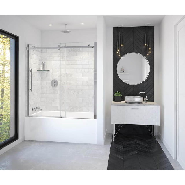 Maax - Vela 56.5-59 x 59 in. 8 mm Sliding Tub Door for Alcove Installation with Clear glass in Chrome