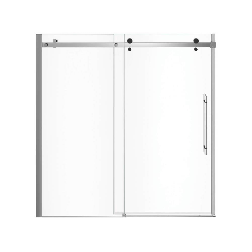 Vela 56.5-59 x 59 in. 8 mm Sliding Tub Door for Alcove Installation with Clear glass in Chrome and Matte Black