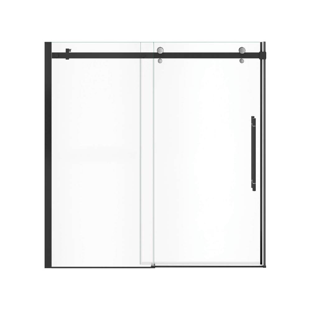 Vela 56.5-59 x 59 in. 8 mm Sliding Tub Door for Alcove Installation with Clear glass in Matte Black and Chrome