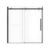 Vela 56.5-59 x 59 in. 8 mm Sliding Tub Door for Alcove Installation with Clear glass in Matte Black and Brushed Nickel