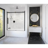 Maax - Vela 56.5-59 x 59 in. 8 mm Sliding Tub Door for Alcove Installation with Clear glass in Matte Black and Brushed Gold