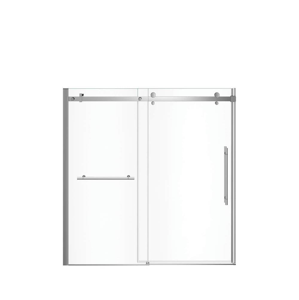Vela 56.5-59 x 59 in. 8 mm Sliding Tub Door with Towel Bar for Alcove Installation with Clear glass in Chrome