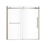 Vela 56.5-59 x 59 in. 8 mm Sliding Tub Door with Towel Bar for Alcove Installation with Clear glass in Brushed Nickel