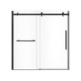 Vela 56.5-59 x 59 in. 8 mm Sliding Tub Door with Towel Bar for Alcove Installation with Clear glass in Matte Black